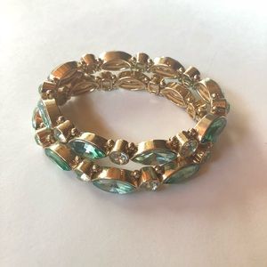 2 Napier stretch Bracelets, Gold w/ ocean jewels